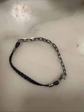 HANDMADE in NY BLACK ROPE AND CHAIN BRACELET